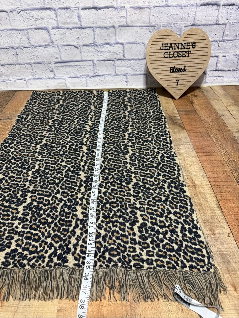 Johnny was Leopard wrap fringe scarf wool/cashmere